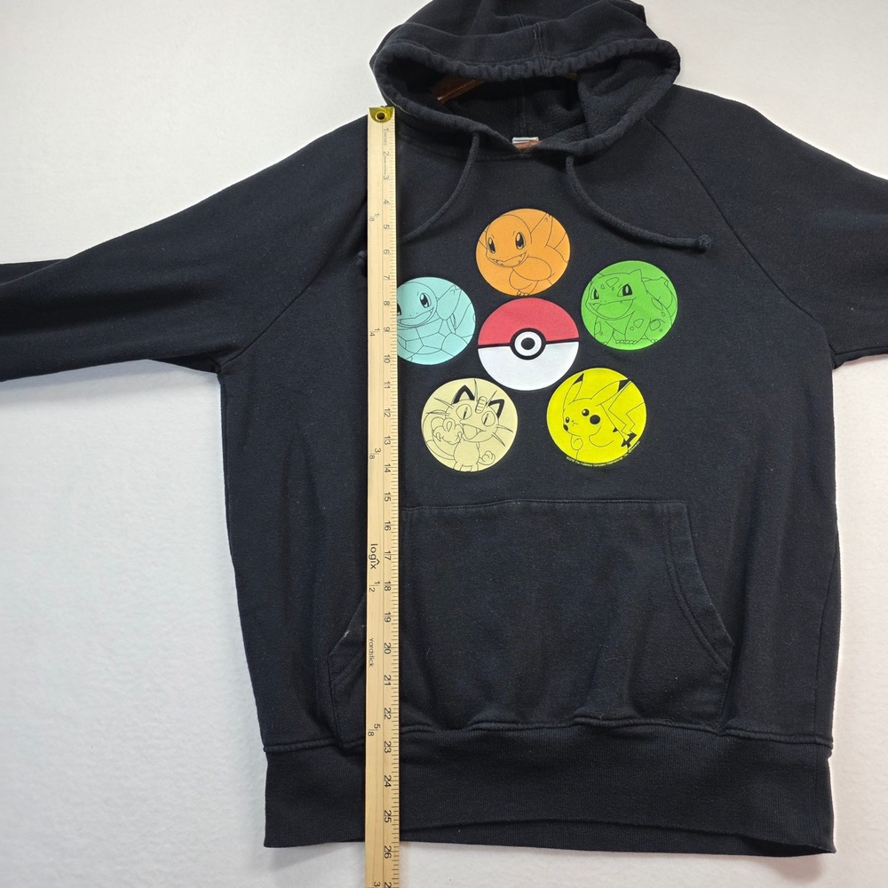 Pokemon Men's Hoodie M Pokeball Pikachu Squirtle Bulbasaur Charmander Meowth - Picture 5 of 8